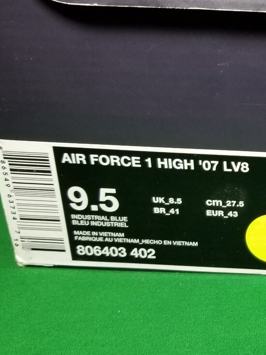 AIR FORCE 1 HIGH \'07 LV8 Industrial Blue Men Size 9.5 High Tops Streetwear Retro main image 4